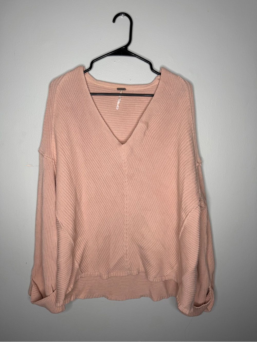 Free People La Brea Oversized Chunky Knit Sweater Pullover Top Women Small Pink